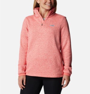 Orange Women's Columbia PFG Reel Cozy Quarter Zip Pullover | QLHTA-6543