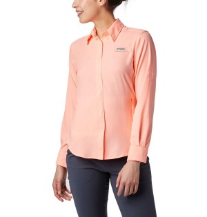 Orange Women's Columbia PFG Tamiami II Long Sleeve Shirt | IPUBJ-7283