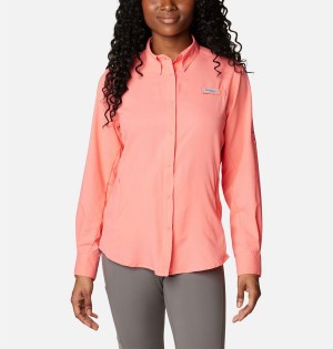 Orange Women's Columbia PFG Tamiami II Long Sleeve Shirt | UEHLG-3125