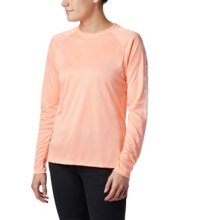 Orange Women's Columbia PFG Tidal II Long Sleeve T-Shirt | JCHFM-4507