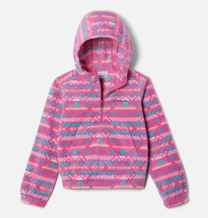 Pink Kids' Columbia Benton Springs Half Zip Fleece Pullover Hoodie | RQYHG-3279