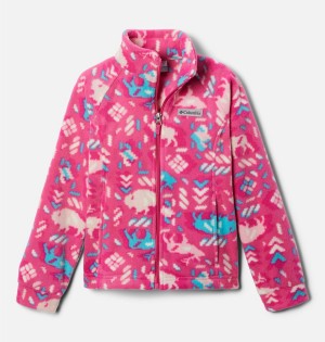 Pink Kids' Columbia Benton Springs II Printed Fleece Jacket | UKRXP-4305