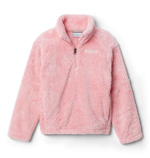 Pink Kids' Columbia Fire Side II Half-Zip Sherpa Fleece | ZGYHP-7963