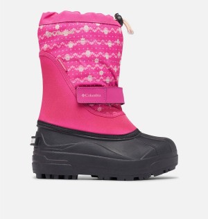 Pink Kids' Columbia Powderbug Plus II Print Snow Boots | KDWVF-5836