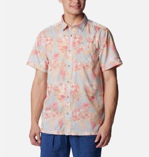 Pink Men's Columbia PFG Super Slack Tide Camp Shirt | RHAYE-0421