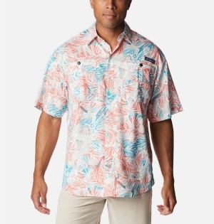 Pink Men's Columbia PFG Super Tamiami Short Sleeve Shirt | RFHGM-2917