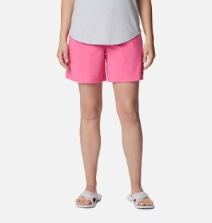 Pink Women's Columbia Anytime Flex Shorts | IKCZO-8425