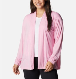 Pink Women's Columbia Anytime Knit Layering Long Sleeve Shirt | LMGFQ-3672