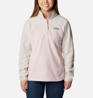 Pink Women's Columbia Benton Springs Half Snap Fleece Pullover | UJIZB-9856