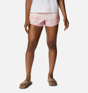 Pink Women's Columbia Bogata Bay Stretch Printed Shorts | BVPEW-9645