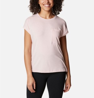 Pink Women's Columbia Boundless Trek T-Shirt | QAEUF-7234