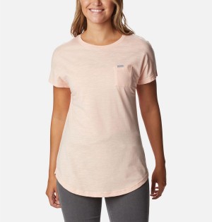 Pink Women's Columbia Cades Cape T-Shirt | DBXWU-5784