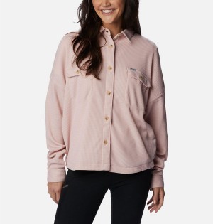 Pink Women's Columbia Holly Hideaway Waffle Jacket Shirt | LNWEH-4629