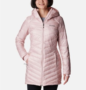 Pink Women's Columbia Joy Peak Mid Insulated Hooded Puffer Jacket | MLVIS-7469