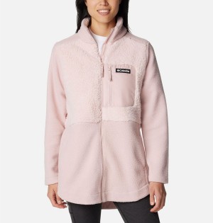 Pink Women's Columbia Lodge Sherpa Full Zip Fleece Jacket | DXCLW-7293