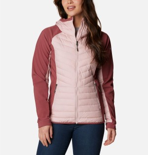 Pink Women's Columbia Powder Lite Hybrid Hooded Puffer Jacket | FKGTQ-8517