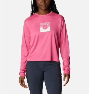 Pink Women's Columbia Summerdry Graphic Long Sleeve T-Shirt | WQIXG-6921