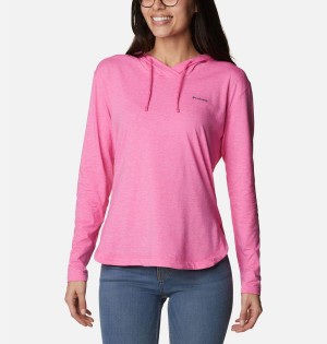 Pink Women's Columbia Sun Trek Pullover Hoodie | VJCSB-7913