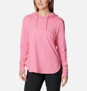 Pink Women's Columbia Sun Trek Pullover Hoodie | HMRLB-3201