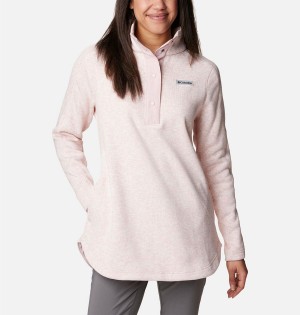 Pink Women's Columbia Sweater Weather Fleece Tunic Pullover | CLJEV-2931