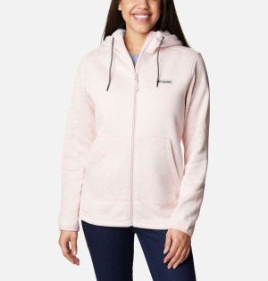 Pink Women's Columbia Sweater Weather Sherpa Full Zip Hooded Fleece Jacket | VGTEW-9013