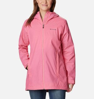 Pink Women's Columbia Switchback Lined Long Rain Jacket | LCNJP-1689