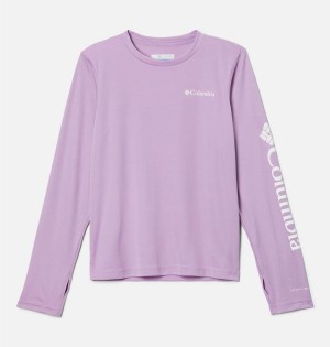 Purple Kids' Columbia Fork Stream Long Sleeve T-Shirt | FLKNW-6492