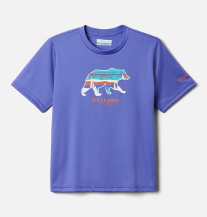 Purple Kids' Columbia Grizzly Ridge Short Sleeve Graphic T-Shirt | JDNKU-7036