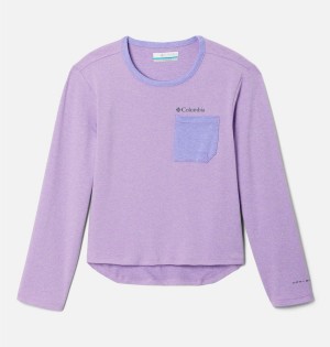 Purple Kids' Columbia Tech Trail Long Sleeve T-Shirt | QGVBS-5378