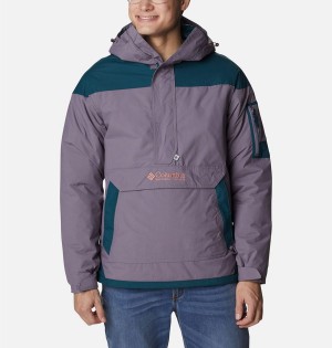 Purple Men's Columbia Challenger Anorak Insulated Puffer Jacket | ABCJE-6849