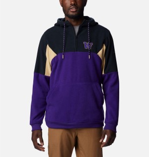 Purple Men's Columbia Collegiate Lodge Fleece - Washington Hoodie | YPGNM-5294