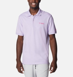 Purple Men's Columbia PFG Bonefish Pique Polo Shirt | NMDQE-9574