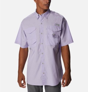 Purple Men's Columbia PFG Bonehead Short Sleeve Shirt | DULBF-3498