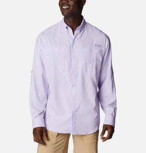 Purple Men's Columbia PFG Tamiami II Long Sleeve Shirt | MISWH-8319