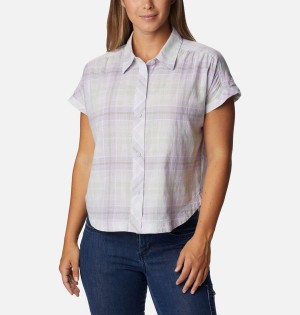 Purple Women's Columbia Camp Henry IV Short Sleeve Shirt | AIGRY-7412