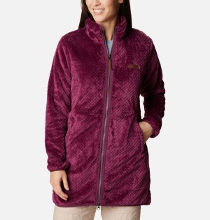 Purple Women's Columbia Fireside Long Full Zip Fleece Jacket | LNGYO-5382