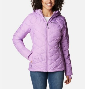 Purple Women's Columbia Heavenly Hooded Puffer Jacket | GPXEQ-1568