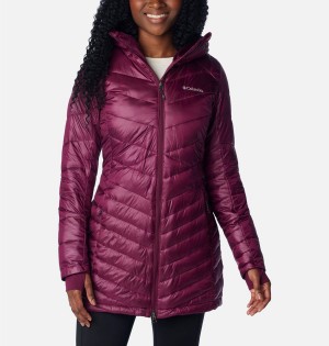 Purple Women's Columbia Joy Peak Mid Insulated Hooded Puffer Jacket | GJDAE-9861