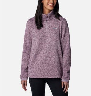 Purple Women's Columbia PFG Reel Cozy Quarter Zip Pullover | FOPRN-0453