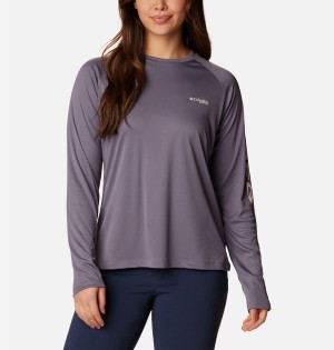 Purple Women's Columbia PFG Tidal II Long Sleeve T-Shirt | CFRJX-0816