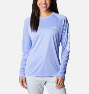 Purple Women's Columbia PFG Tidal II Long Sleeve T-Shirt | MLBND-0218