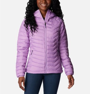 Purple Women's Columbia Powder Lite Hooded Puffer Jacket | YZRCJ-4102