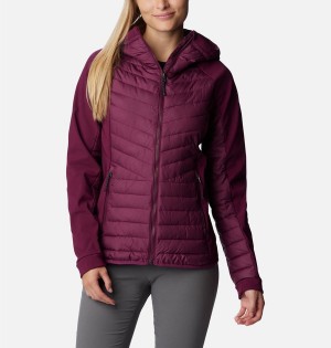 Purple Women's Columbia Powder Lite Hybrid Hooded Puffer Jacket | ZKYME-5648