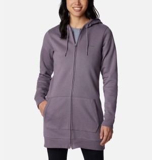 Purple Women's Columbia Rush Valley Long Full Zip Hoodie Fleece Jacket | XHTBS-1475