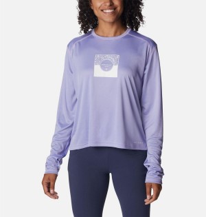 Purple Women's Columbia Summerdry Graphic Long Sleeve T-Shirt | UBSLO-2971