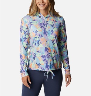 Purple Women's Columbia Summerdry Long Sleeve Printed Hoodie | ODBJC-8156