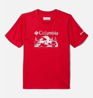 Red Kids' Columbia Edisun Trail Graphic T-Shirt | VYJEN-4539