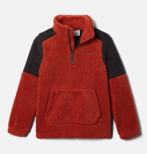 Red Kids' Columbia Rugged Ridge III Half Zip Sherpa Pullover Fleece | CZYKU-8492