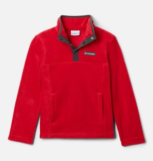 Red Kids' Columbia Steens Mountain Quarter Snap Pull-Over Fleece | KDPIA-7239