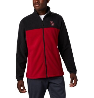 Red Men's Columbia Collegiate Flanker III - Oklahoma Fleece Jacket | ZKFWC-7239